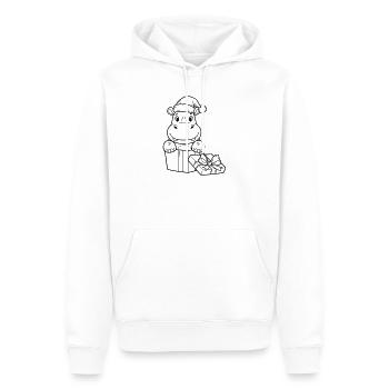 Weihnachts-Nilpferd mit Geschenken - Männer Premium Bio Hoodie - Weiß - Vorne - Nico (187cm)