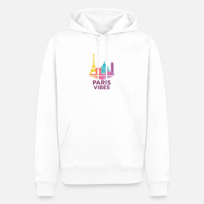 Silhouette de gradient de Paris Vibes - Sweat à capuche Premium bio Homme - blanc