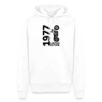 Anniversaire 48 Ans Biker Né en 1977 Vintage - Sweat à capuche Premium bio Homme - blanc - Devant - Nico (187cm)