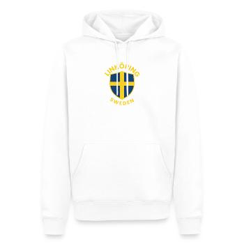 Linköping Sweden Shield Tee - Männer Premium Bio Hoodie - Weiß - Vorne - Nico (187cm)