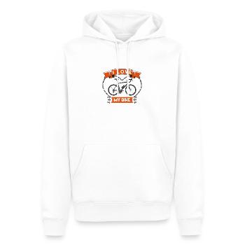 J’aime Mon Vélo – I Love My Bike - Sweat à capuche Premium bio Homme - blanc - Devant - Nico (187cm)