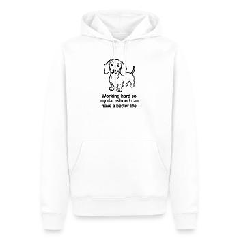 Lustiger Dackelhund – Arbeitet hart für meinen Doxie - Männer Premium Bio Hoodie - Weiß - Vorne - Nico (187cm)