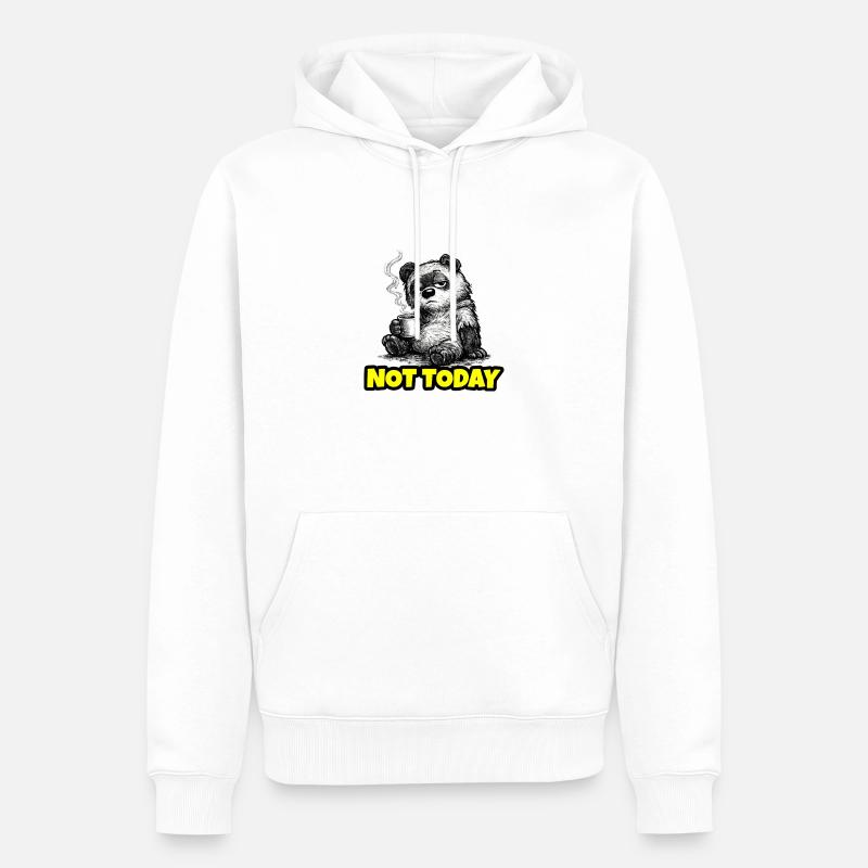 Not Today – Grumpy Bear Coffee (Sketch) - Männer Premium Bio Hoodie - Weiß