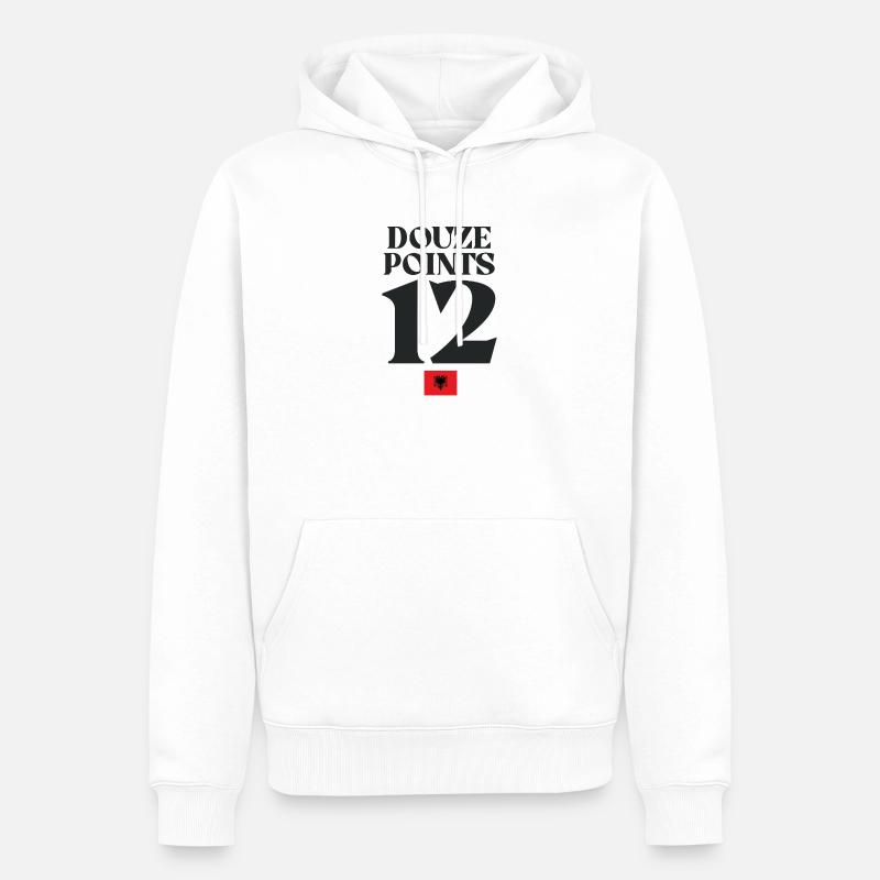 Doze Points 12 Drapeau albanais Eurovision - Sweat à capuche Premium bio Homme - blanc