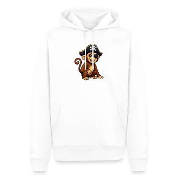 Pirate Singe - Sweat à capuche Premium bio Homme - blanc - Devant - Nico (187cm)