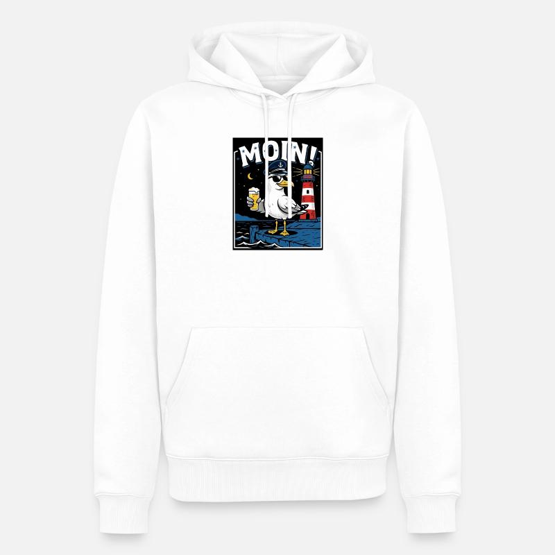 Küste Kneipe Möwe Bier - Männer Premium Bio Hoodie - Weiß