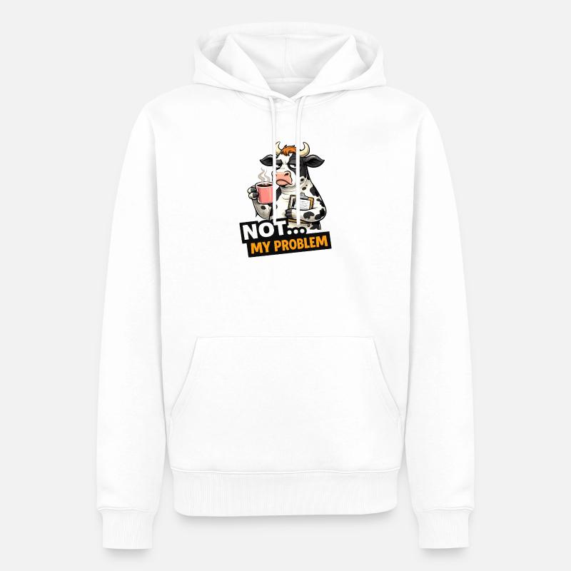 Nicht mein Problem: Kuhkaffee-Stimmung - Männer Premium Bio Hoodie - Weiß