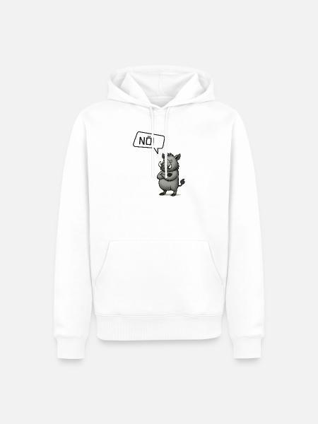 Nö! Wildschwein – Bockiger Keiler Statement - Männer Premium Bio Hoodie - Weiß