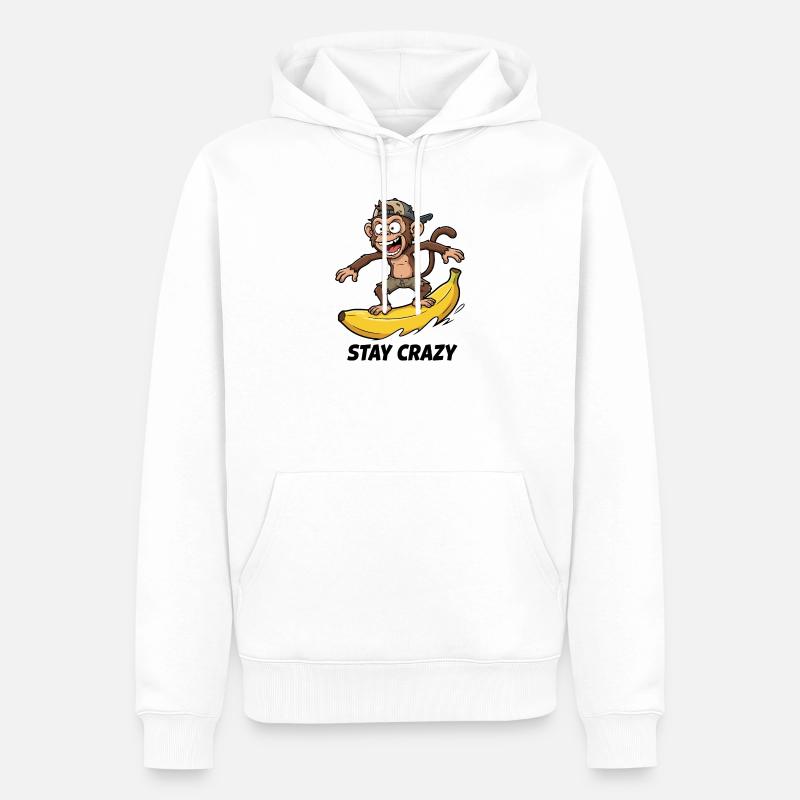Le singe surfeur de bananes - Sweat à capuche Premium bio Homme - blanc