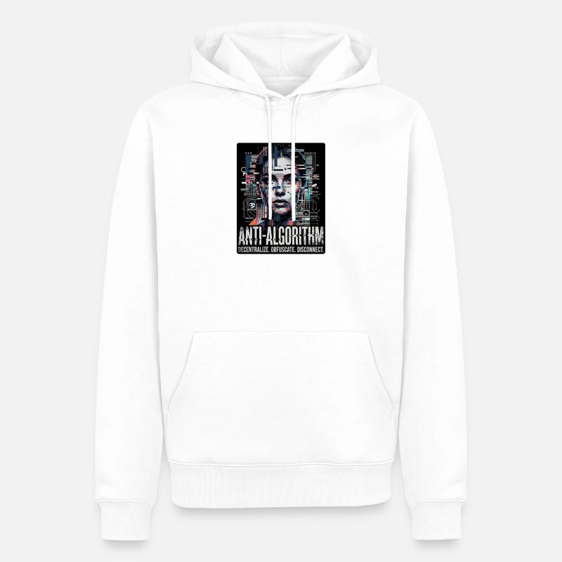 Anti Algorithme - Sweat à capuche Premium bio Homme - blanc