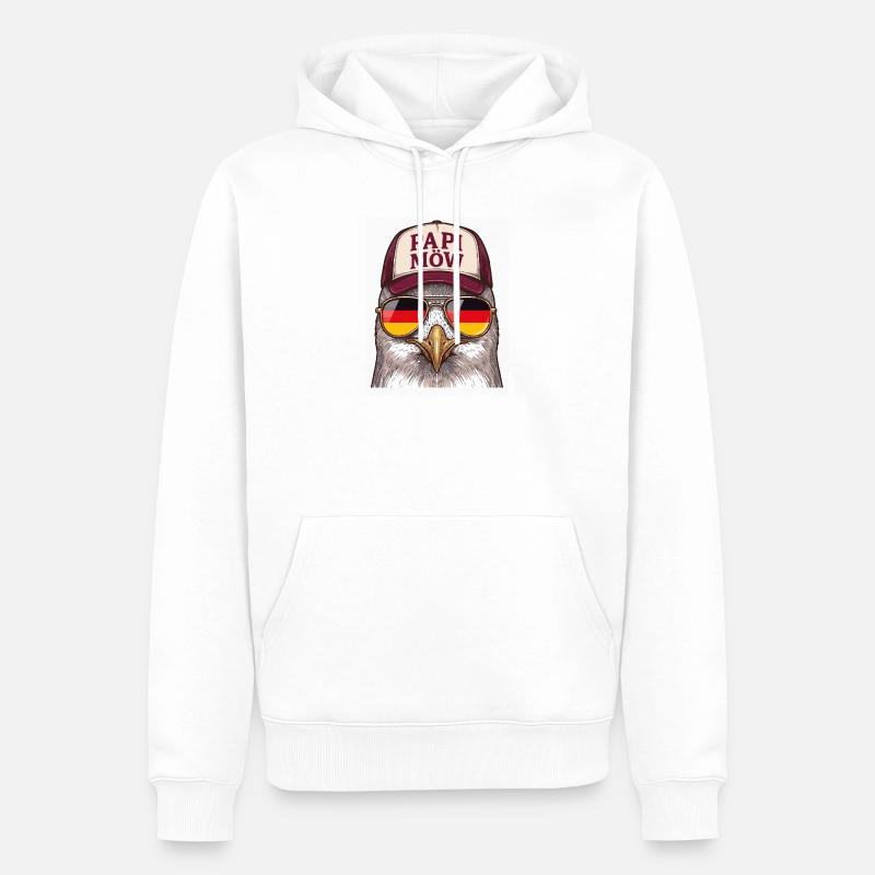 Papi Mow Heldenhuhn - Männer Premium Bio Hoodie - Weiß