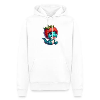 Süßer Dino T-Rex Erdbeere Skurril Hut Fruchtig - Männer Premium Bio Hoodie - Weiß - Vorne - Nico (187cm)
