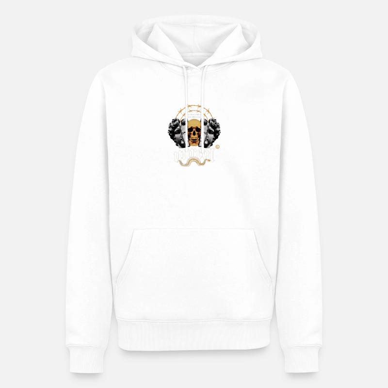 Schädelkreis mit Stacheldraht - Männer Premium Bio Hoodie - Weiß