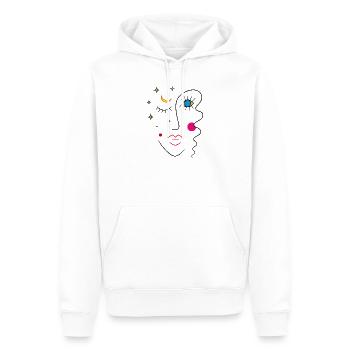 Visage abstrait jour et nuit - Sweat à capuche Premium bio Homme - blanc - Devant - Nico (187cm)