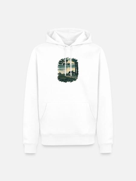 Dämmerung am Yellowstone Lake Wildszene - Männer Premium Bio Hoodie - Weiß