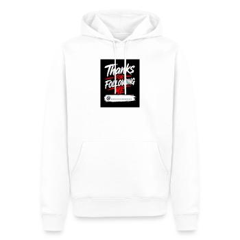 Thanks for following me - Men’s Premium Organic Hoodie - white - Front - Nico (187cm)