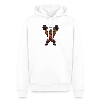 Taurus Power Strongman Print Design - Men’s Premium Organic Hoodie - white - Front - Nico (187cm)