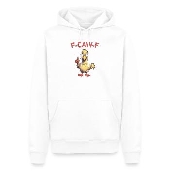 F-CAW-F Humour drôle de jeux de mots sur le poulet - Sweat à capuche Premium bio Homme - blanc - Devant - Nico (187cm)