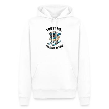 Mops Skifahrer Comic Lustig Wintersport Urlaub - Männer Premium Bio Hoodie - Weiß - Vorne - Nico (187cm)