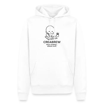 Creabrew – Ideas Loading | Creative Mind Mood - Männer Premium Bio Hoodie - Weiß - Vorne - Nico (187cm)