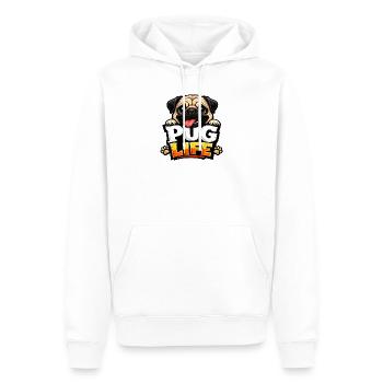 Pug Life Cartoon-Emblem - Männer Premium Bio Hoodie - Weiß - Vorne - Nico (187cm)