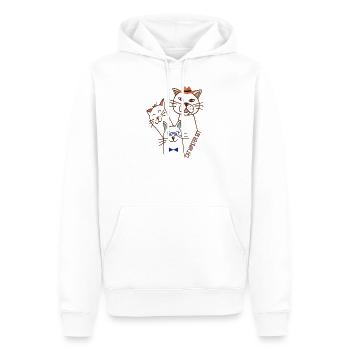 Katzen Trio  - Männer Premium Bio Hoodie - Weiß - Vorne - Nico (187cm)