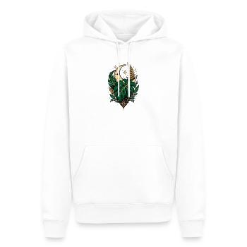 Monstera Moon – Mystisches Botanical Design - Männer Premium Bio Hoodie - Weiß - Vorne - Nico (187cm)