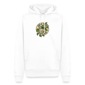 Grow Your Own Way – Pothos Pflanzen Spruch - Männer Premium Bio Hoodie - Weiß - Vorne - Nico (187cm)