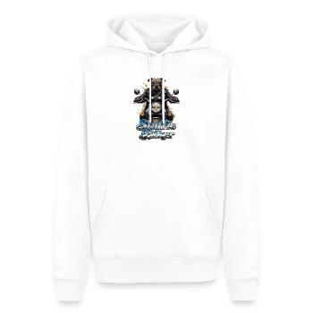 Staffie biker 1b-049b - Men’s Premium Organic Hoodie - white - Front - Nico (187cm)