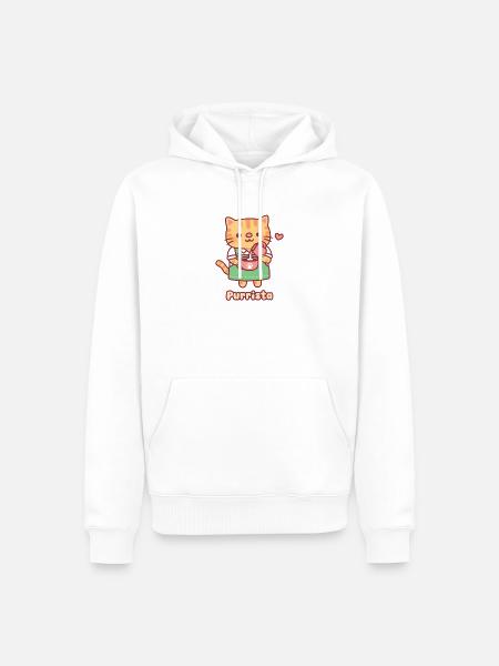 Süße Ginger Katze Barista Purrista - Männer Premium Bio Hoodie - Weiß