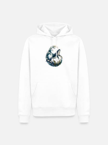 Walkamm in Ozeanwellen - Männer Premium Bio Hoodie - Weiß