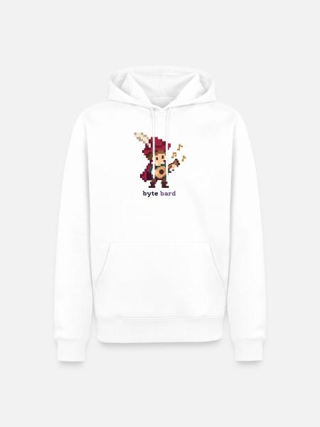 Pixel Barde mit Laute - Männer Premium Bio Hoodie - Weiß