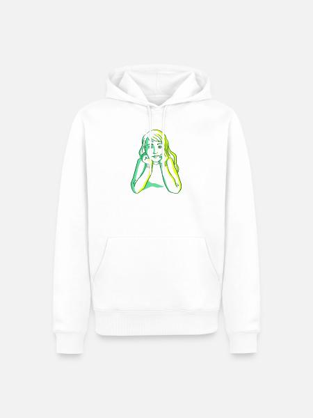 Portrait Girl - Männer Premium Bio Hoodie - Weiß