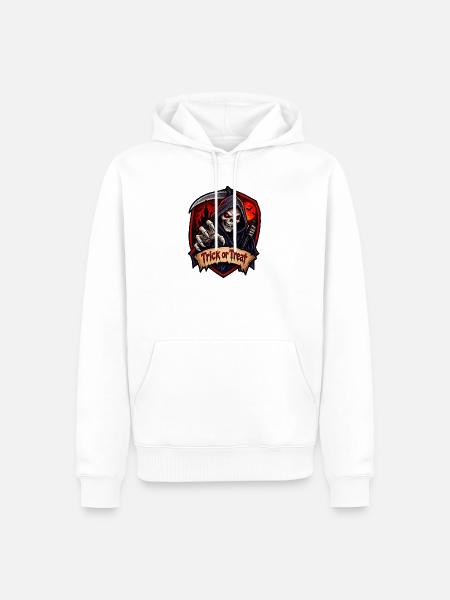 Sensenmann Halloween Schild - Männer Premium Bio Hoodie - Weiß