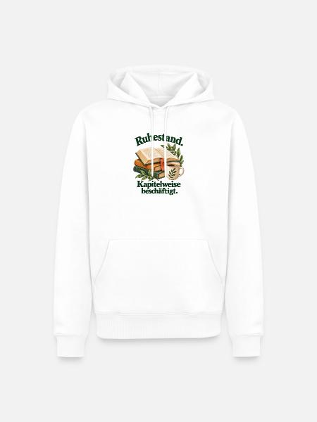 Ruhestand: Kapitelweise beschäftigt | Illustration - Männer Premium Bio Hoodie - Weiß