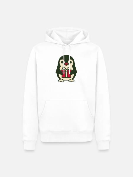 Pinguin Rotes Geschenk Icon - Männer Premium Bio Hoodie - Weiß