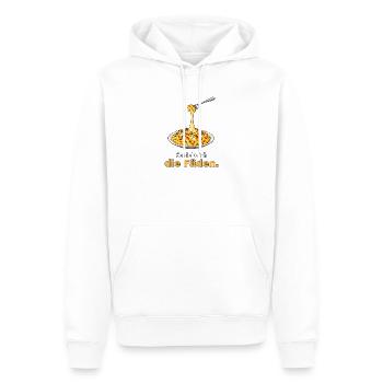 Käsespätzle – so ziehe ich die Fäden - Männer Premium Bio Hoodie - Weiß - Vorne - Nico (187cm)