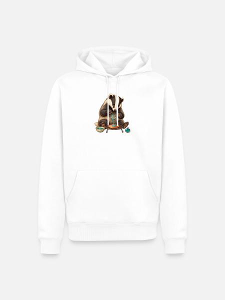 Dachs siebt Emaillepulver auf Kupfer - Männer Premium Bio Hoodie - Weiß