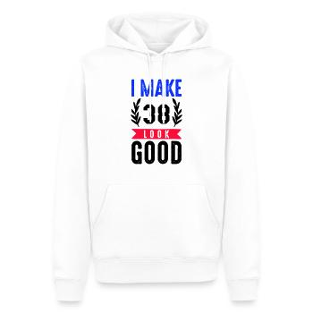 look good 38 - Männer Premium Bio Hoodie - Weiß - Vorne - Nico (187cm)