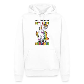 Witziges Einhorn Kotzend zynisch antisozial - Männer Premium Bio Hoodie - Weiß - Vorne - Nico (187cm)