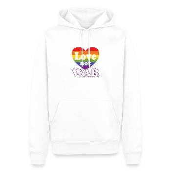 Love Not War – Cœur arc-en-ciel LGBTQ+ - Sweat à capuche Premium bio Homme - blanc - Devant - Nico (187cm)