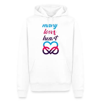 MANY LOVES HEART Polyamorie Liebe Herz - Männer Premium Bio Hoodie - Weiß - Vorne - Nico (187cm)