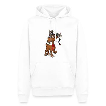 Noël rennes - Sweat à capuche Premium bio Homme - blanc - Devant - Nico (187cm)