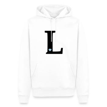 Buchstabe L Anfangsbuchstabe - Männer Premium Bio Hoodie - Weiß - Vorne - Nico (187cm)