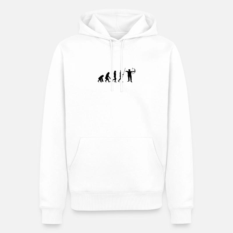 Bogenschießen Evolution - Männer Premium Bio Hoodie - Weiß