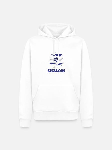 Shalom - Männer Premium Bio Hoodie - Weiß