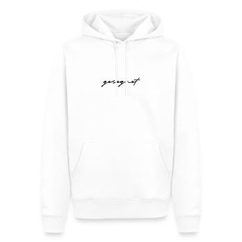 Gesegnet - Jesus Christus - Schriftzug - Männer Premium Bio Hoodie - Weiß - Vorne - Nico (187cm)