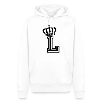 Lettre L - Sweat à capuche Premium bio Homme - blanc - Devant - Nico (187cm)