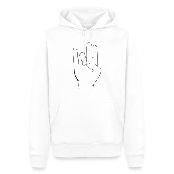 Signe à la main - Sweat à capuche Premium bio Homme - blanc - Devant - Nico (187cm)