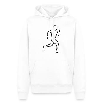 Correre - Felpa con cappuccio ecologica premium da uomo - bianco - Fronte - Nico (187cm)